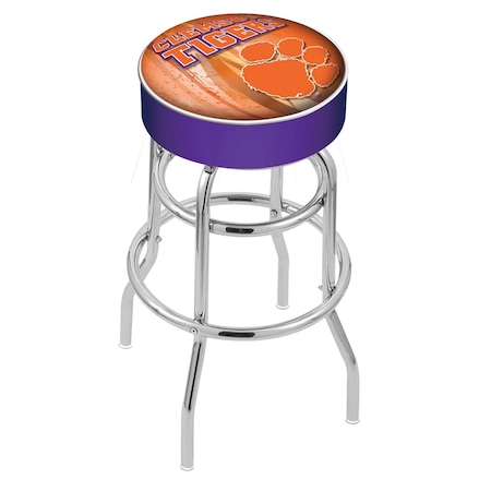 Holland Bar Stool Co 30" 4" Clemson Cushion Seat, Double-Ring Chrome Swivel Bar Stool L7C130Clmson-D2